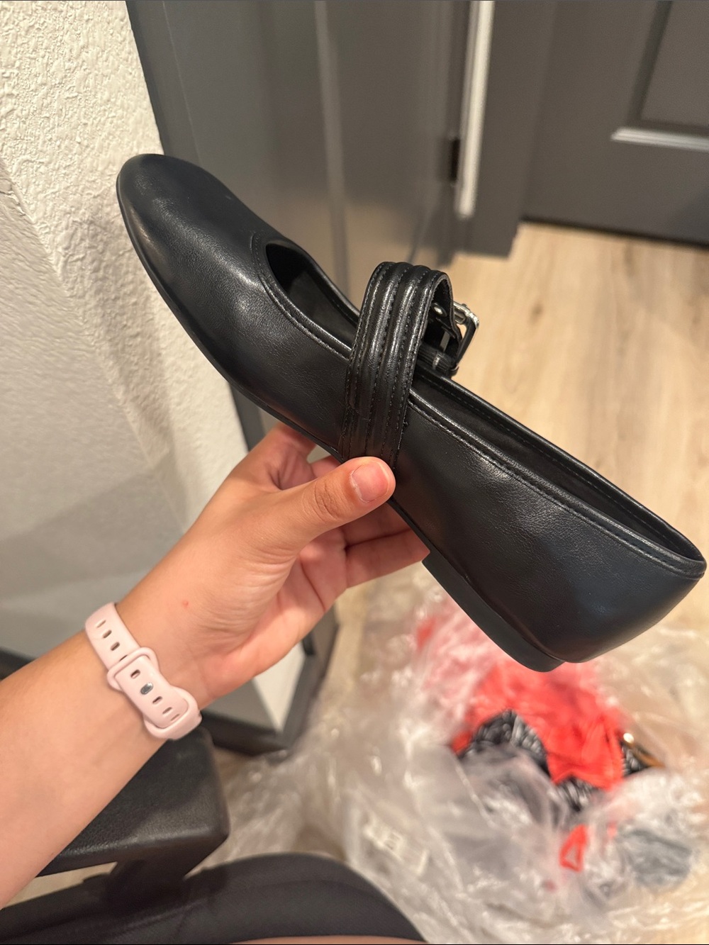 Classic Black Mary Jane Flats with Buckle Strap - Picture 3 of 4